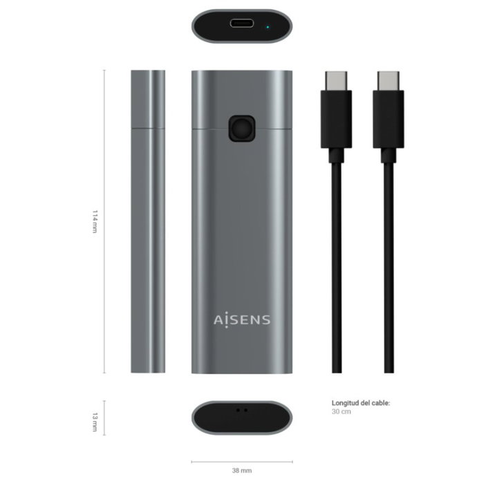 Aisens Caja Externa M.2 NVMe ASM2-021GR USB 3.2 Gen2 Gris Aisens Caja Externa M.2 NVMe ASM2-021GR USB 3.2 Gen2 Gris